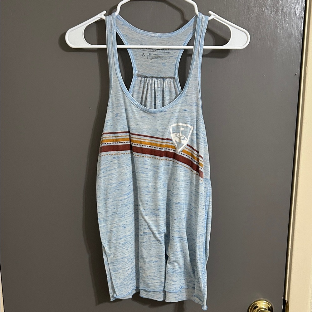 Women's Light Blue Tank Top with Striped Detail Small